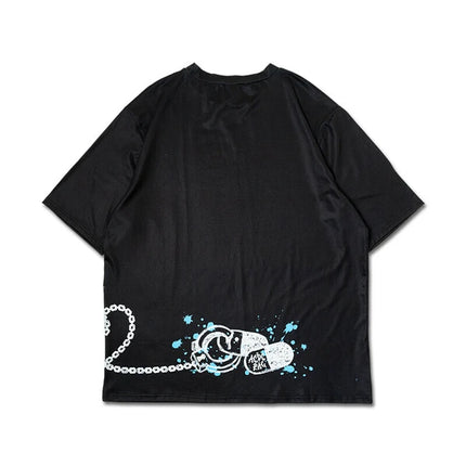 BLOODミル T 原宿系 サブカル バニー パンク ロック サイバー 大きいサイズ ユニセックス  BLACK/PASTEL BLUE