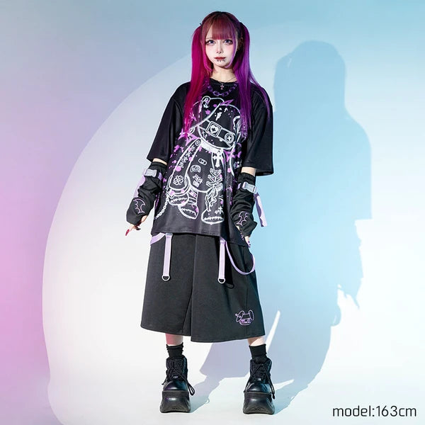 BLOODネロ T 原宿系 サブカル バニー パンク ロック サイバー 大きいサイズ ユニセックス  BLACK/PURPLE