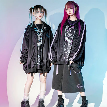 BLOODネロ T 原宿系 サブカル バニー パンク ロック サイバー 大きいサイズ ユニセックス  BLACK/PURPLE