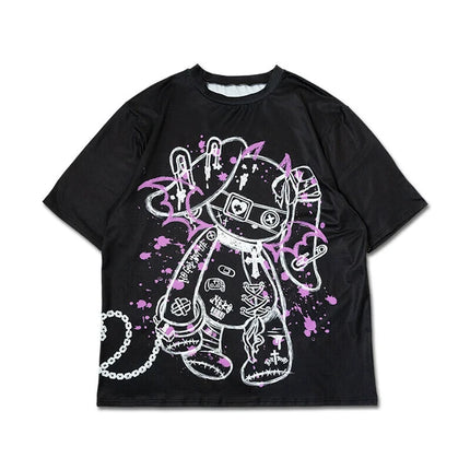 BLOODネロ T 原宿系 サブカル バニー パンク ロック サイバー 大きいサイズ ユニセックス  BLACK/PURPLE