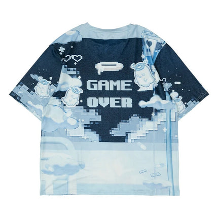 GAME GIRL Tシャツ パステル 天使界隈 サブカル ゲーム 原宿系  ブルー