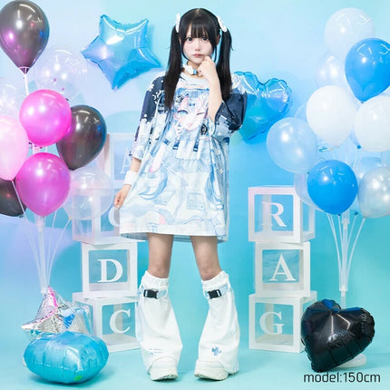 GAME GIRL Tシャツ パステル 天使界隈 サブカル ゲーム 原宿系  ブルー