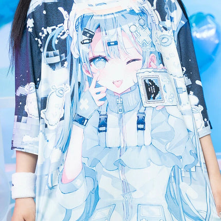 GAME GIRL Tシャツ パステル 天使界隈 サブカル ゲーム 原宿系  ブルー