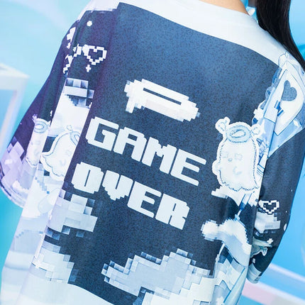 GAME GIRL Tシャツ パステル 天使界隈 サブカル ゲーム 原宿系  ブルー