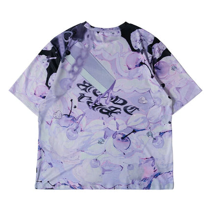 LOVE GIRL Tシャツ 地雷系 病みかわいい ダーク パンク 原宿系  ブラック/パープル