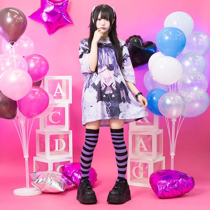 LOVE GIRL Tシャツ 地雷系 病みかわいい ダーク パンク 原宿系  ブラック/パープル