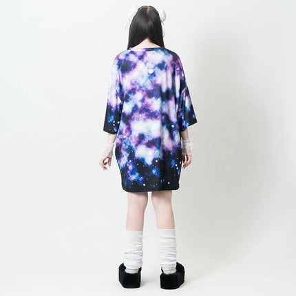 アンジ ヒュージT ねこ 宇宙 総柄 原宿系 レディース メンズ