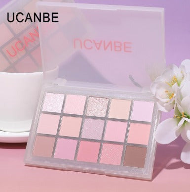 UCANBE 15-Color Eyeshadow Palette (Ice Fog Purple)