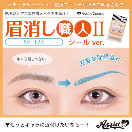 眉消職人遮眉貼紙 第 Ⅱ 代 自然膚色/偏粉膚色 12張 (3*4枚入)