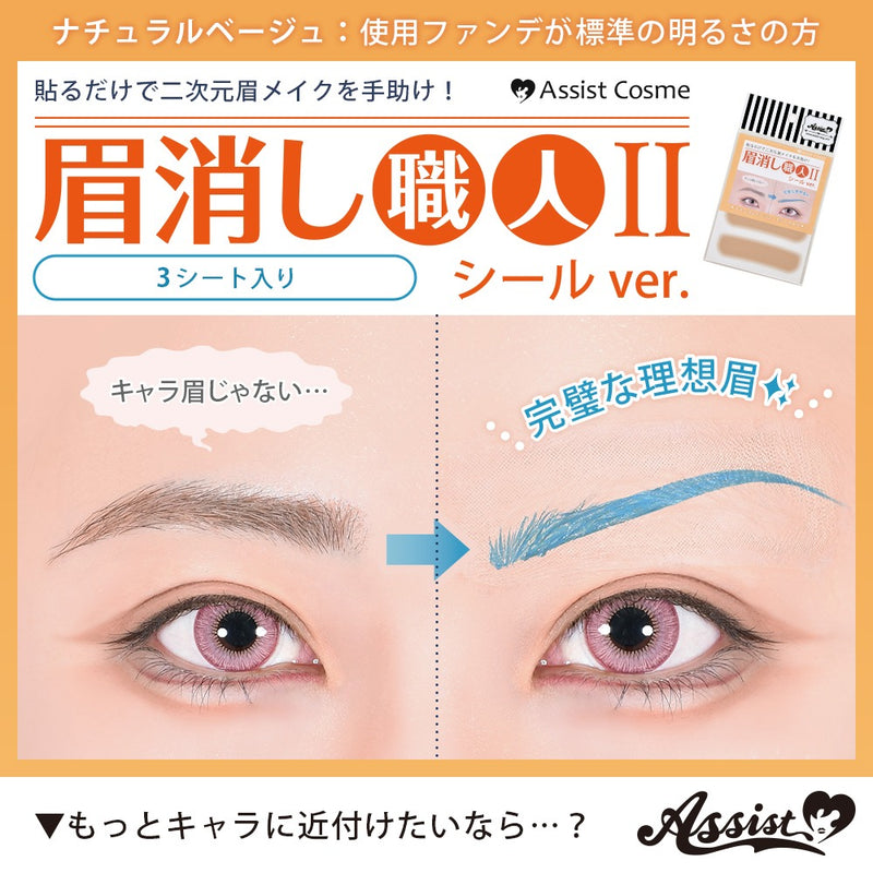 Eyebrow Eraser Professional Brow Concealer Stickers II - Natural Beige/Pinkish Beige - 12 Stickers (3 packs of 4)