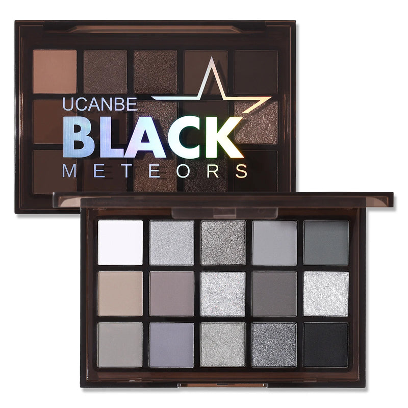 UCANBE 15 Color Eyeshadow Palette Black Meteors (Smoky Black)