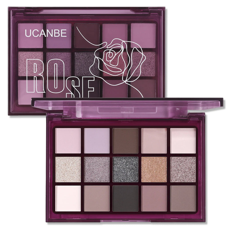 UCANBE 15-Color Eyeshadow Palette Rose (Smoky Rose)